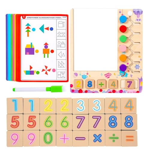 Assoziations-Lernspiel, -Kartenspiel, passendes Puzzle für Kleinkinder, Zählspielzeug aus buntem Holz, Lernblöcke für Mathematik, für Spiele im Freien, von Générique