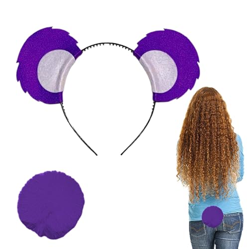 Bärenohren Stirnband, Streifenhörnchen, niedliche Haaraccessoires mit Plüschschwanz, Kostümzubehör, Cartoon-Make-up-Stirnband, Foto-Requisiten für ad von Générique