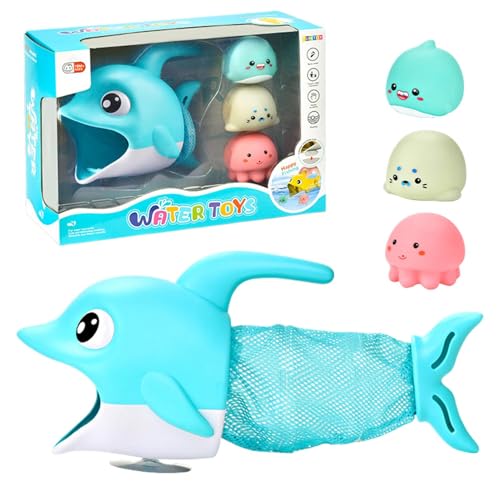 Bath Toys Playset, Toddler Bathtub Fishing Net, Dolphin Shaped Water Spray Toy, Preschool Pool Toys, Bathtub Fishing Toys, Water Spray Bath Toys, Toddler Bath Playset, Fun Bath Toys for Kids, Educatio von Générique