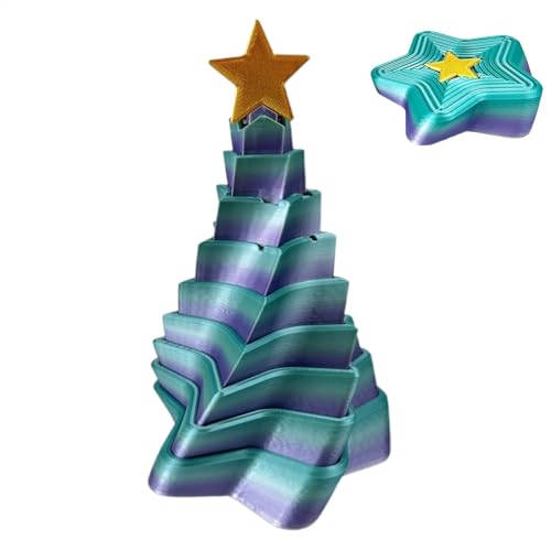 Bedrucktes Star Fidget, Weihnachtsbaum, mehrfarbiges Fidget Toy, Teleskop-Spielzeug für Stressabbau und Spaß beim Spielen, Weihnachtsbaum-Druck, Star Fidget von Générique