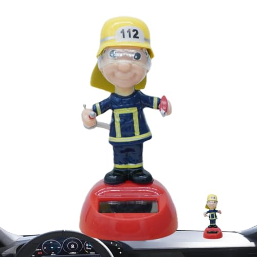 Bobblehead Solar-Figuren, Solarbetriebenes Dashboard, Bobblehead Dancer Feuerwehrmann, einzigartiges Solarspielzeug, Neuheit, Tanzornamente für Zuhause, Fenster von Générique