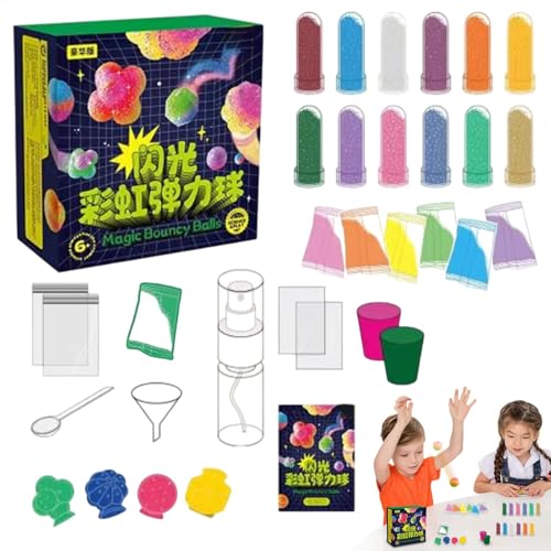 Bouncy Ball Making Kit, Handmade Bouncing Balls, Handmade Elastic Ball Set, Glitter Powder, Interactive Eltern-Kind-Ballspielzeug, Wissenschaftsprojekte für und Mädchen von Générique