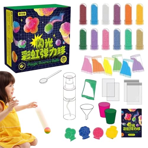 Bouncy Ball Making Kit, Wiederverwendbare Handgemachte Hüpfbälle mit Glitzerpulver, interaktives Eltern-Kind-Ballspielzeug, Wissenschaftsprojekte für und Mädchen von Générique