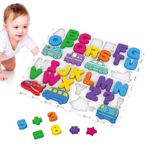 Buchstaben-Matching-Puzzle, Zahlen und Alphabet Puzzles | Zahlen- und Buchstaben-Matching Puzzlespiel aus Holz | Form- und Farberkennungsspiel p von Générique