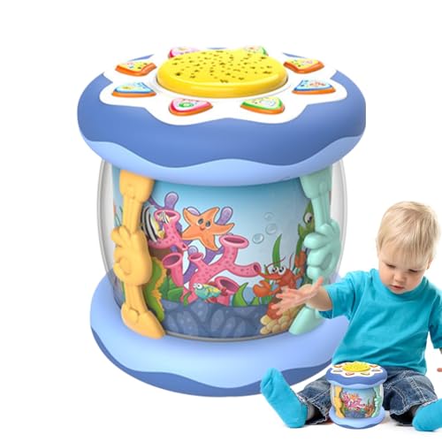 Bunte Kinder-Trommel | Kleinkindertrommel | Kinder Drum Music Toy, Cartoon Sea Animal Drums Toy, 6,1 x 6,3 Zoll, Sea Animal Music Toy mit Musik & Light Effects, Cute Cartoon Musical Toys für von Générique