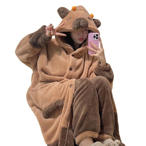 Capybara Kostüm Pajamas, Cosplay Pajamas für Erwachsene, Tier Pajamas Cosplay, Capybara Cosplay Outfit, Sleeping Animal Pajamas, Soft Capybara Pajamas, Cozy Capybara Onesie, Tier Jumpsuit Pajamas von Générique