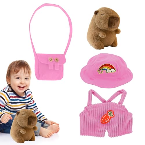 Capybara Plüschtier Capybara Kostüm Capybara Deko Set Rucksack Capybara | Weiche Capybara Plüschpuppe mit Bekleidungszubehör, Lustiges Capybara Plüschtier für Wohnzimmer, Cha von Générique