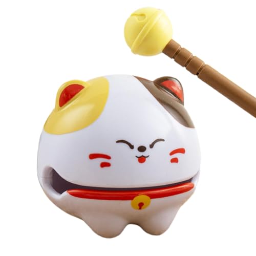 Cartoon-Tempelblock, Lucky Cat Percussion Toy, Temple Block Toy, Cartoon Tier Desk Ornament, einzigartige Instrumente Cartoon Tier Desk Ornament Desk Spielzeug Sound Drum für Home Car Desk von Générique