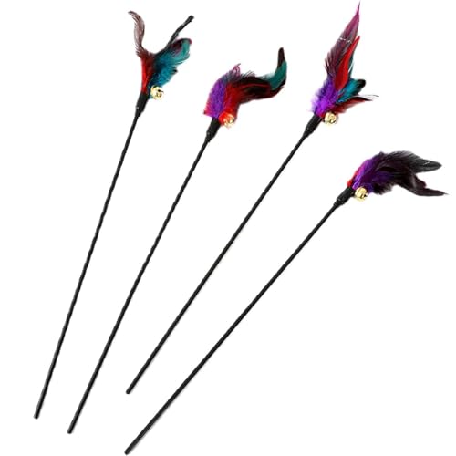 Cat Chases Wand – buntes Katzen-Tänzerrod, interaktiver Minou-Stick | Twitch Feathers Spielzeug mit Glocke, langes Spielen, Swing-Aktionsposten, Gesellschaftsspielzeug für Cat Chases Wand – buntes Katzen-Tänzerrod, interaktiver Minou-Stick | Twitch Feathers Spielzeug mit Glocke, langes Spielen, Swing-Aktionsposten, Gesellschaftsspielzeug für von Générique