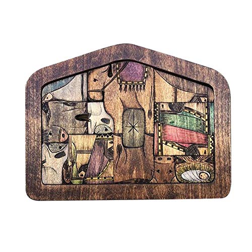 Design for Burned Wooden Wood Kids Puzzles mit Krippendekoration und Aufhängungen, Geschenkbox, rot, leer (mehrfarbig, Einheitsgröße) von Générique