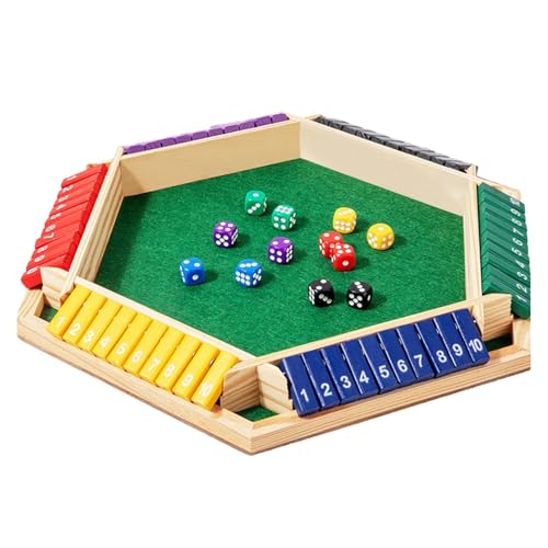 Dice Game, Close The Box Game, Dice Board Game For 6 Players, Classic Tabletop Dice Game, Double Shutter Close The Box, Math Dice Game For Families, Wooden Close The Box Game, Portable Dice Board Game von Générique