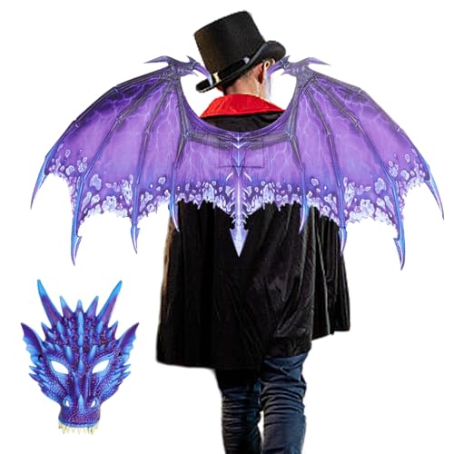 Dinosaurierkostüm-Set, Drachenzubehör, -Gesichtsmaske, Maskerade-Cosplay-Set mit -Gesichtsmaske und Flügel-Set für Halloween, Maskerade und Würfelpartys von Générique