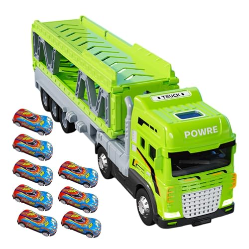 Ejection Race Track, Carrier Truck with, Foldable Race Track, Ejection Car Toy, Storage Truck Toy, Truck Race Track with 8 Cars, Storage Double Layered Transporter Toy Metal Truck Toy for Boys von Générique