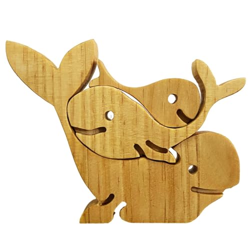 Familienpuzzle aus Holz, Tierfamilien-Puzzle – Familienpuzzle mit Holztieren für die Heimdekoration | liebevolle Familien-Deko-Skulptur für Muttertag und Vatertag von Générique