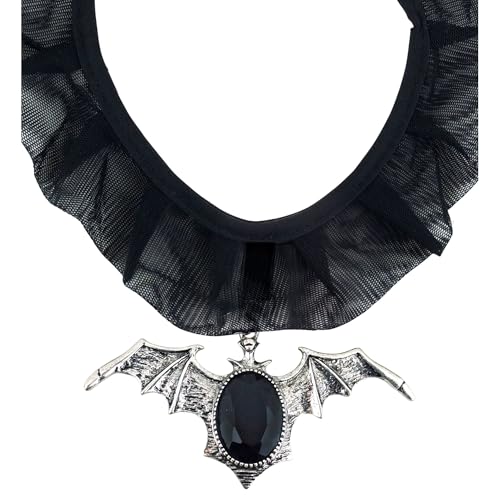 W WIDMANN MILANO Party Fashion 7129P - Halskette Fledermaus, mit schwarzen Edelstein, Schmuck, Halsband, Vampir, Halloween, Karneval, Mottoparty von W WIDMANN MILANO Party Fashion