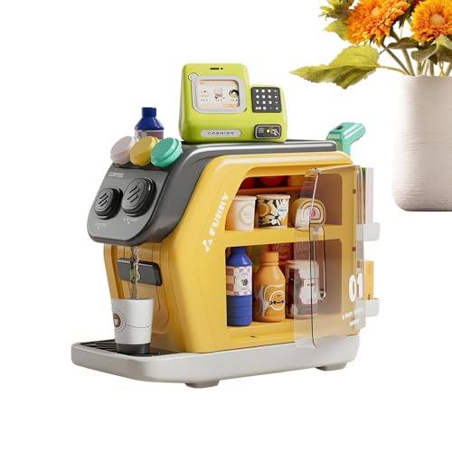 Fridge Coffee Machine Toys Set, Pretend Shopping Playset, Childrens Cash Register Refrigerator Toys, Kids Coffee Machine Toy, Pretend Coffee Set, Kids Fridge and Coffee Maschine, Kühlschrank Toy von Générique