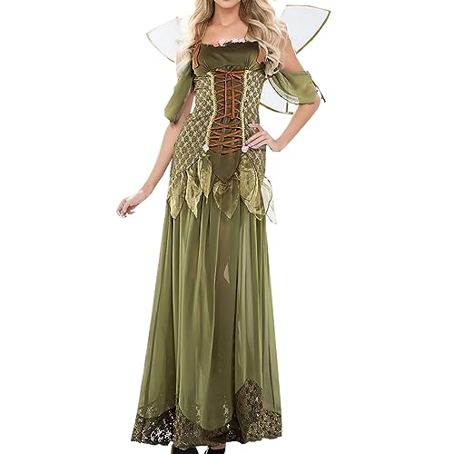 Générique 2024 – Frauen Halloween Cosplay Enchanting Green Fairy Wing Headwear Kostüm Set Cosplay Uchiha Itachi (Grün, XL) von Générique