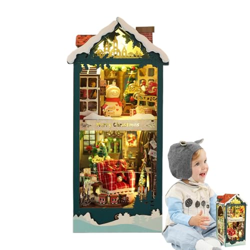 Générique Book Nook, Book Nook Shelf, Miniatur Book Nooks, Books Nook Kit, Christmas Miniatur Books Nooks Kit für Bookshelf Decor Holiday-Themed Diorama Kit für Jugendliche und Erwachsene von Générique