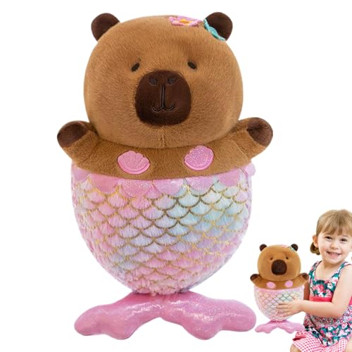 Générique Capybara Plüschtier, Mermaid Capybara Stuffed Animal, weich und bequem, Plüsch-Spielzeug für , Mädchen, Kinder, Erwachsene, perfekt für Sofa, Bett, Gold von Générique