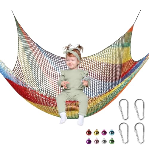 Générique Children's Playground Climbing Cargo Net Double-Layer Climbing Cargo Net, Playground Safety Net mit mehrfarbigem Design – perfekt für Baumhäuser, Hindernisse und Backyard Spaß von Générique