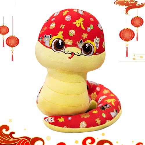 Générique Chinese Snake Plüschpuppe, Spring Festival Stuffed Snake Mascot Puppe, 7,87 Zoll (17,87 cm) vivid and lovely stuff, gelb und weiß Tier Spielzeug für Schlafzimmer, Wohnzimmer, Plüsch + PP von Générique