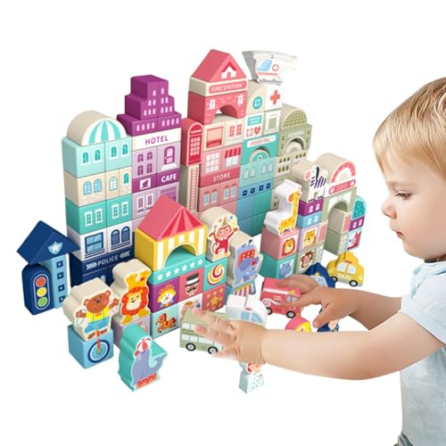 Générique City Building Blocks, Educational Kids Stacking, 8,86 Zoll Portable Scene Bricks Set, Cute Assembly Toys, Hands-on Development for Creativity and Skill Buildings von Générique