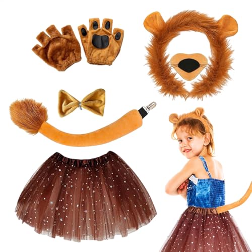 Générique Cosplay Dress Up Kostüm, Fancy Löwe Cosplay Kostüme Kit, Realistisches Design Kostüm Zubehör für Cosplays Partys, Kostüme, Bühnenaufführungen, 6,69 x 7,87 Zoll von Générique