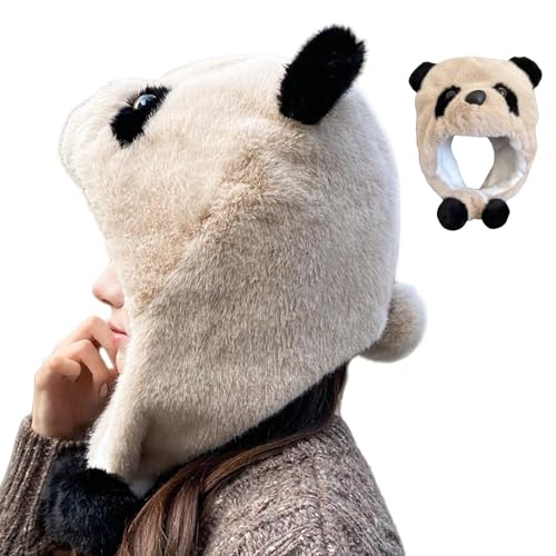 Générique Damen-Panda-Hat, Panda-Hat, Erwachsenen-Panda-Hat, Tier-Ohrenhaar, Plüsch-Panda-Hat, Winter, Panda-Hat, niedliches Tierhaar, Panda-Hut für Erwachsene, Panda-Kopfschmuck für das Büro von Générique