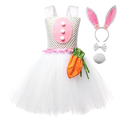 Générique Easter Bunny Kostüm, Holiday Rabbit Outfit, Festliches Tutu Kleid, süßes Bunny-Themed Set, enthält Karottentasche, süßes Zubehör für Mädchen, Feiern, Partys, Performances von Générique