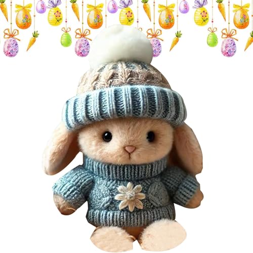 Générique Easter Bunny Plüschtier, niedliches Kaninchenspielzeug, inspirierende Karte, handgefertigt, emotionaler Support, weiches Polyester, kleine Osterdekoration, tolle Idee für Mädchen & von Générique