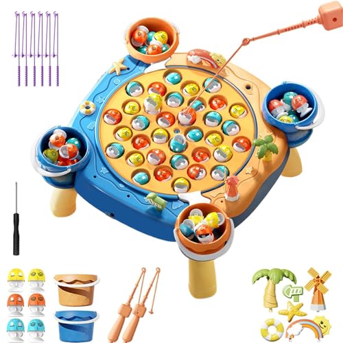 Générique Fishing Game, Rotating Magnetic Fish Board mit Musik, 29 x 38 cm, interaktives Lernspielzeug, lustiges Entwicklungsspiel für und Kinder, Alter 3-5, , Mädchen von Générique