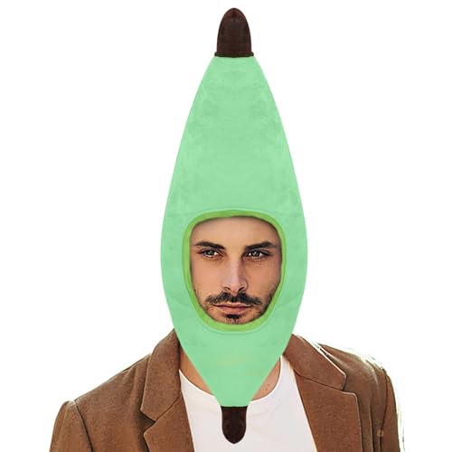 Générique Getuftete Bananen-Kopfbedeckung, Winter, warm, neuartige Maske, niedlich, Bananenhut, lustig, Plüsch, Cartoon-Headgear für Kinder und Erwachsene, PP Baumwolle, 68 x 26 cm, 250 g von Générique