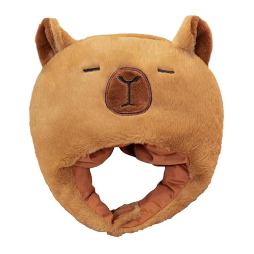 Générique Getufteter Capybara-Headwear, niedlicher Plüsch-Kapybara-Kappe, lustiger Plüschhund, Capybara-Hut für Kinder, Erwachsene, Plüschtier, Capybara, Kostüm Hat, weicher Plüsch, Capybara-Hut für von Générique