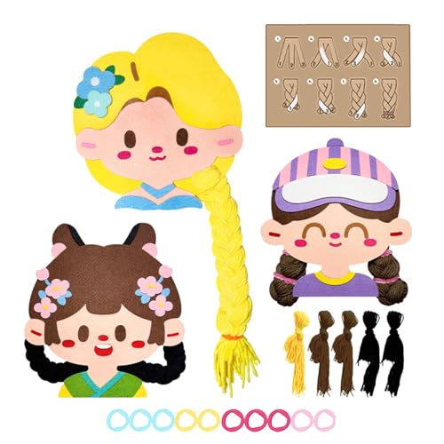 Générique Girls Braiding Toys, Princess Hair Activity Toy, Handmade Motor Skill Felt Braiding Plaything, 17,8 x 7,87 x 0,2 cm, Lernspielzeug für Kinder, lustiges Mädchen spielen für Kinder von Générique