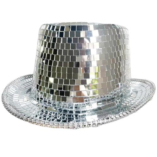 Générique Glitzernder Hut, Disco-Hut – Disco Dress Up Hut | Uni Kostüm Party Zubehör Mode Spiegel Pailletten für Erwachsene Männer Frauen Nachtanz von Générique