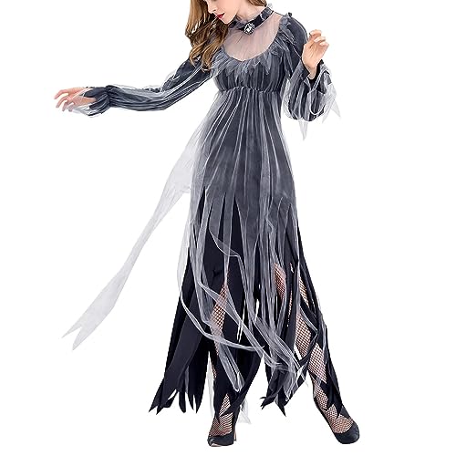 Générique Halloween-Rollenspiel Kostüme für Frauen, Gothic Mittelalterliche Hexenkostüme, zweiteiliges Set, D-Kleider (Schwarz, S) von Générique