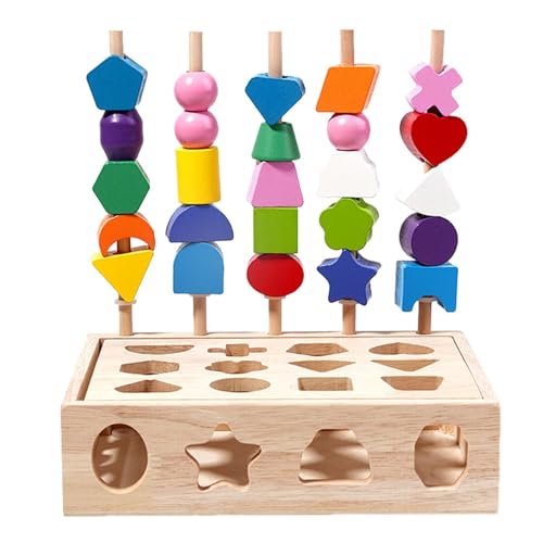 Générique Holzperlen, Sequencing Toy Set, Holzschnürspielzeug, bunt, Stringing Beads, Lernspielzeug für und Mädchen von Générique