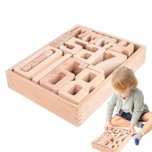 Générique Holzzähler zum Bauen von Spielblöcken, Math Manipulatives Spielzeug für Zuhause, digitale Stacking-Spielzeuge für Kinder, Lernaktivitäten 1-3 Jahre alt, frühes Lernen von Générique