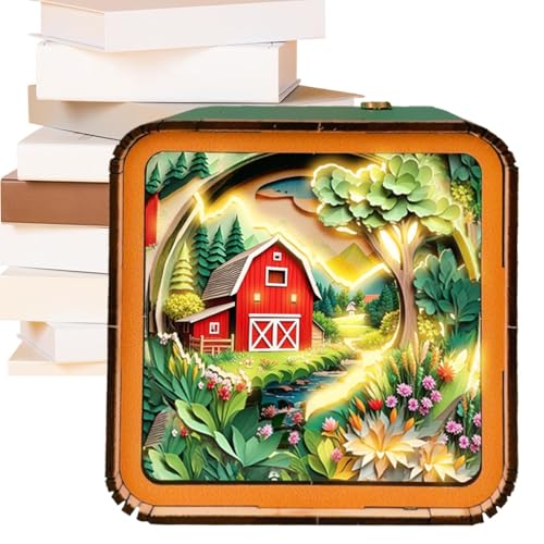 Générique Jigsaw Puzzle Night Light, Wooden Scenery Puzzle Night Lamp, Puzzle Night Lamp, Home Decoration Wooden Puzzle Light, 3,74 x 3,74 x 1,97 Zoll Nachtlicht Puzzle für Wohnzimmer von Générique