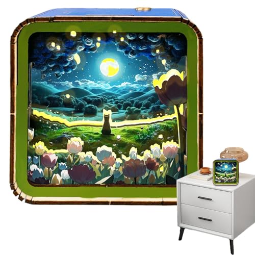 Générique Jigsaw Puzzle Night Light, Wooden Scenery Puzzle Night Lamp, Puzzle Night Lamp, Home Decoration Wooden Puzzle Light, 3,74 x 3,74 x 1,97 Zoll Nachtlicht Puzzle für Wohnzimmer von Générique