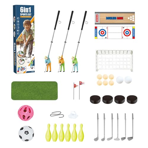 Générique Kids Golf Set, 6-in-1 Outdoor Golf Entertainment Game, 69,8 cm (27,17 Zoll) Multifunktionsspielzeug, Putting Ball, für Eltern-Kind-Spiele, Backyard Fun und Skill Development von Générique