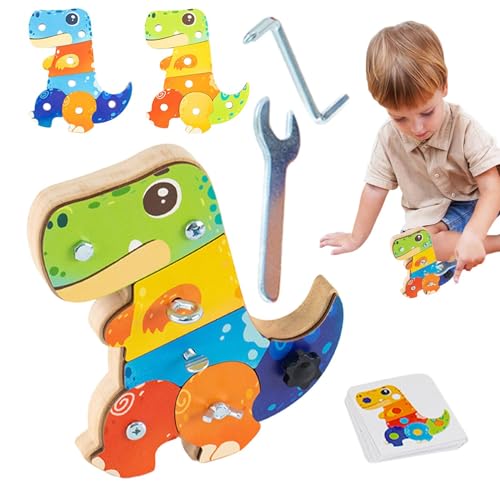 Générique Kids Screw Toys, Dinosaur Wooden Sensory Board, 7,68 x 0,9 x 6,7 Zoll, Augen-Hand-Koordination, authentisches Material, buntes Lernspielzeug für Lernen und Spiel von Générique