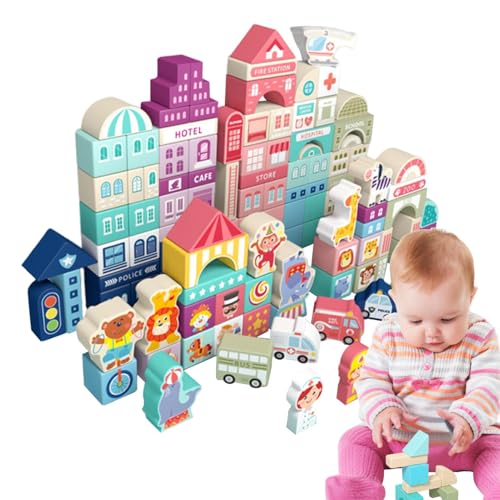 Générique Kids Stacking Blocks, Scene Bricks Set, Educational Brick Toys, Toddler City Block Sets, 8,86 Zoll, bietet endlose Möglichkeiten für Creative Expression & Interactive Storytelling von Générique