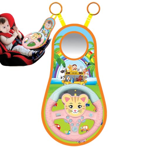 Générique Kids Steering Wheel Toy, 22 x 43 cm, Rotating Car Backseat Toy, Simulated Driving Controller, 360 Degree Movement, Music & Sound Effects, Perfect for Car Rides, Rear Back Entertainment von Générique