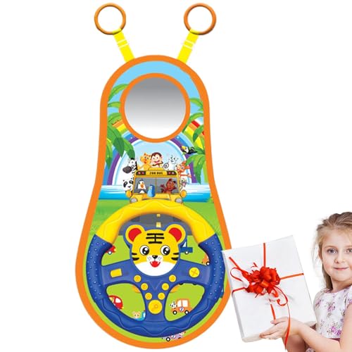 Générique Kids Steering Wheel Toy, 22 x 43 cm, Rotating Car Backseat Toy, Simulated Driving Controller, 360 Degree Movement, Music & Sound Effects, Perfect for Car Rides, Rear Back Entertainment von Générique