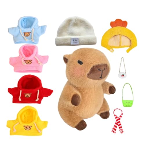 Générique Kleiden Sie Capybara-Plüschkleidung - Capybara verkleiden Sie das Plüschtier, Capybara-Plüschtiere | Capybara-Plüschtier mit Kleidung, Capybara-Plüschkissen mit 10 Kleidungsstücken und von Générique