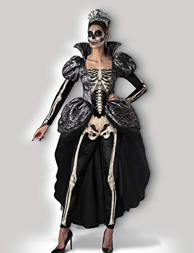 Generique - Königliche Skelett-Dame Halloween-Kostüm für Damen schwarz-weiss - M von Generique -