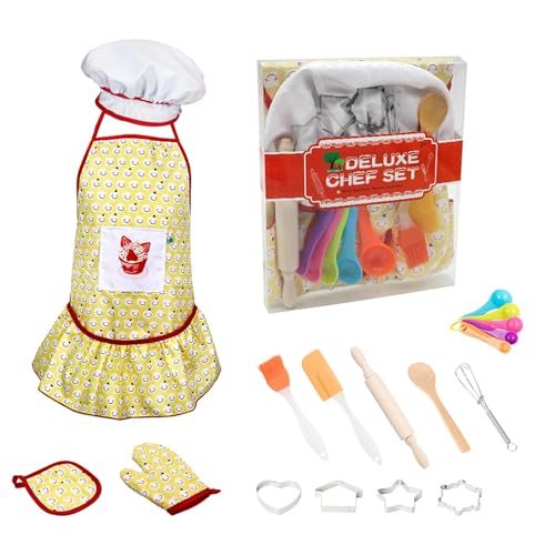 Générique Küchen-Set, 14-teilig, Küchenrollenspiel, leichtes -Spielzeug, Kochmütze, Handschuhe, Schneebesen, Utensilien, Spielzeug für Kleinkinder, Mädchen und von Générique