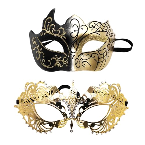 Générique Lace Eye Masken-Set für Paare – Glittering Masken, Cosplay Zubehör für Halloween & Karneval, elegantes Paar Maskenmasken für Kostümpartys von Générique