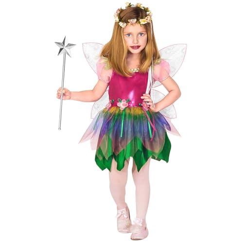 WIDMANN MILANO PARTY FASHION - Kinderkostüm kleine Regenbogenfee, Kleid, Flügel, Schmetterling, Elfe, Karneval von W WIDMANN MILANO Party Fashion